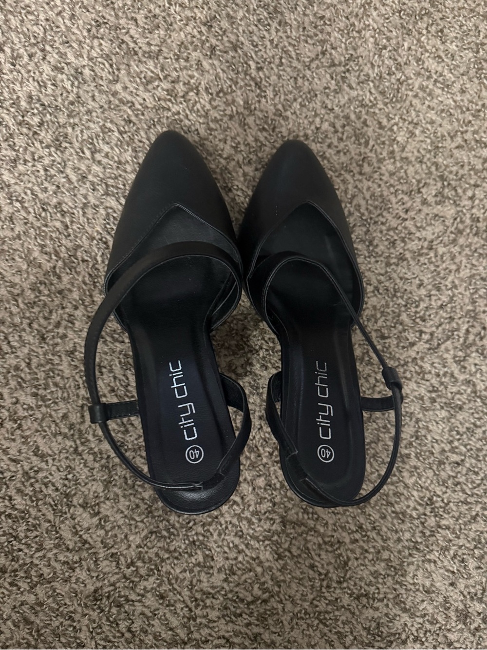 City Chic Black Pointed Slingback Heels